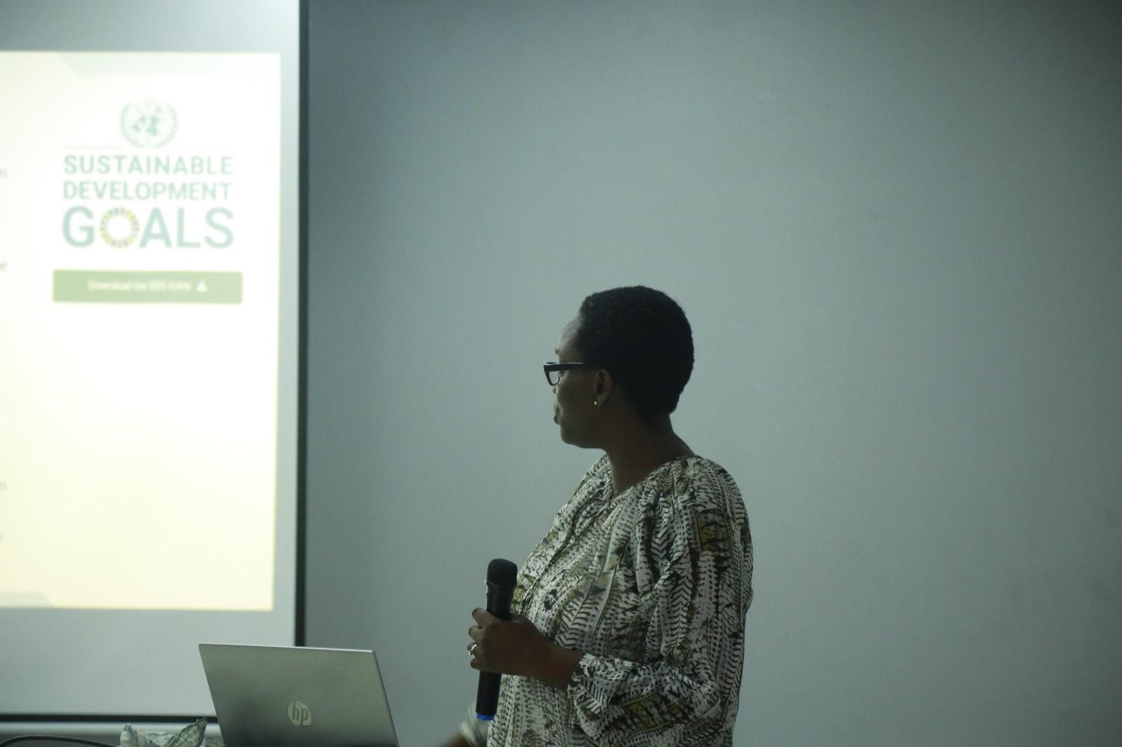 Facilitator discussing climate and sustainable development information