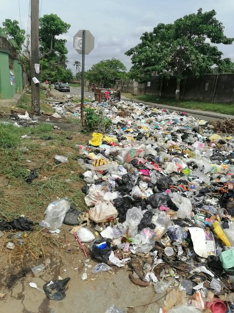 Mixed waste with visible plastic materials in Calabar