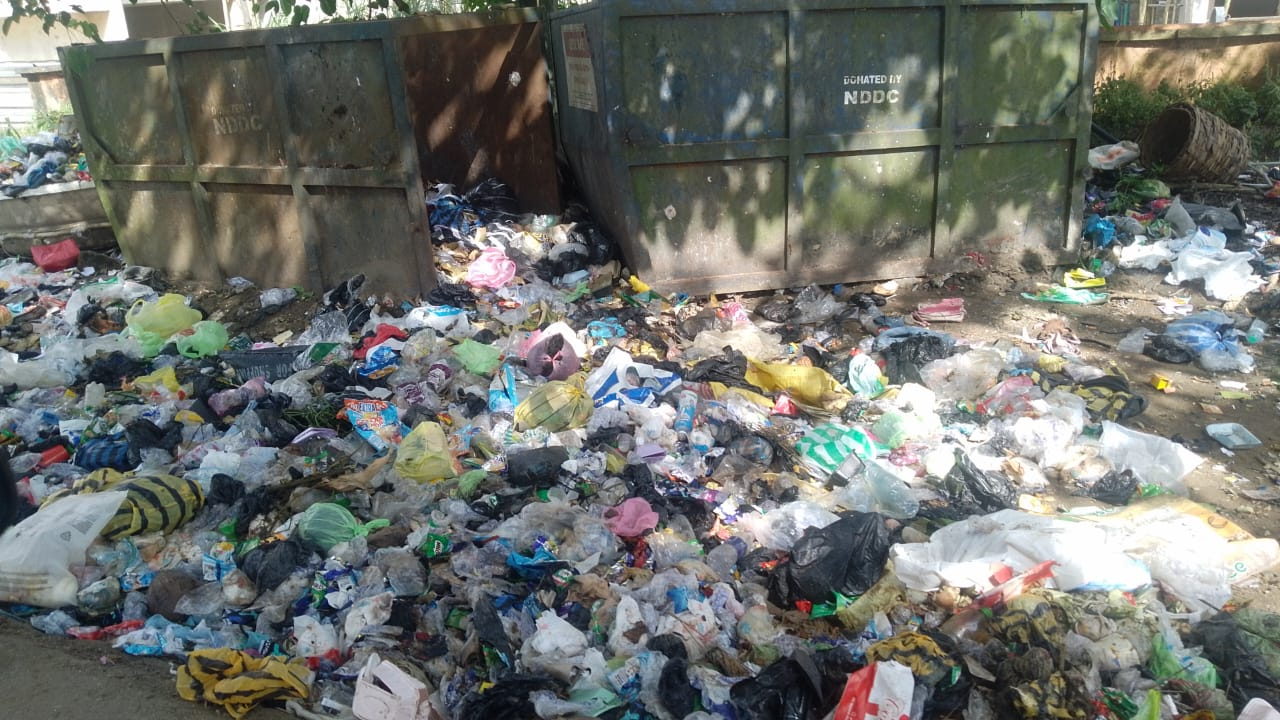 Waste around public receptacles along the Akai Efa axis in Calabar